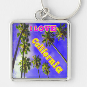 "Palm Sky: I LOVE California 1" Keychain