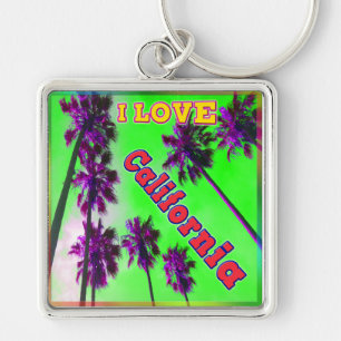 "Palm Sky: I LOVE California 2" Keychain