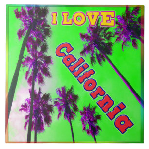 "Palm Sky: I LOVE California 2" Tile