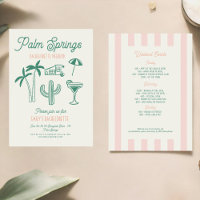 Palm Spring Green Pink Hand drawn Wedding