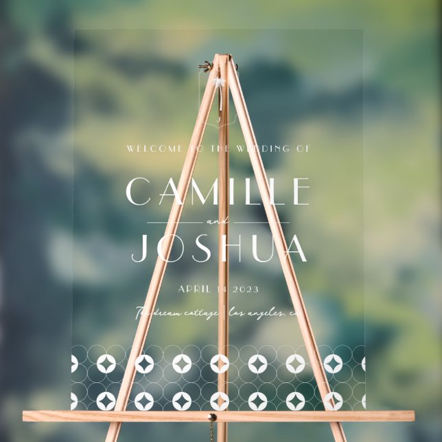 Palm spring retro wedding Acrylic Welcome Sign (Neutral)