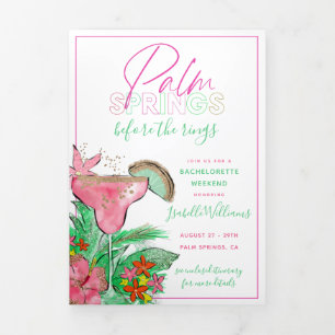 Palm Springs Bachelorette Itinerary  Tri-Fold Invi Invitation