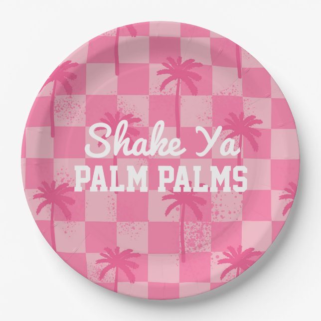 Palm Springs Bachelorette Shake Ya Palm Palm Plate (Front)