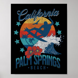 Palm Springs Beach California Surfing Vintage Vaca Poster