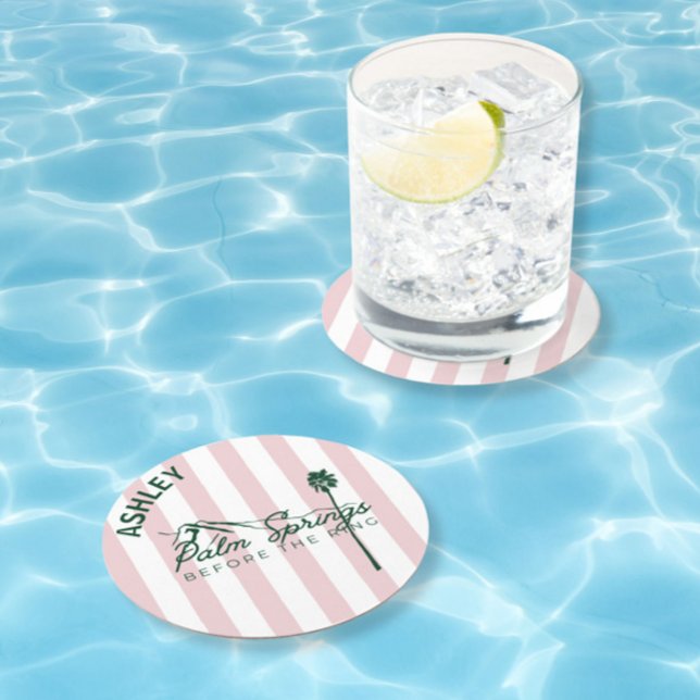 Palm Springs before the ring Bachelorette Round Paper Coaster (Creator Uploaded)