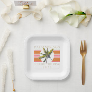 Palm Springs Before the Ring – Retro Bachelorette Paper Plate