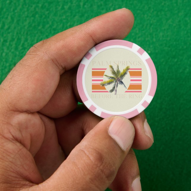 Palm Springs Before the Ring – Retro Bachelorette Poker Chips (Hand)