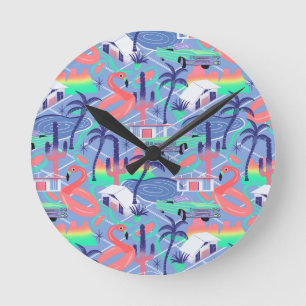 Palm Springs blus Round Clock