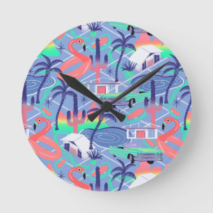 Palm Springs blus Round Clock