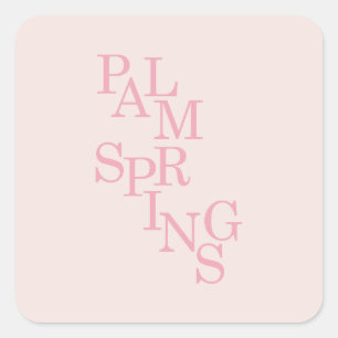 Palm Springs Blush Pink Square Sticker