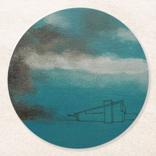 Palm Springs Brush Fire Fantasy Round Paper Coaster