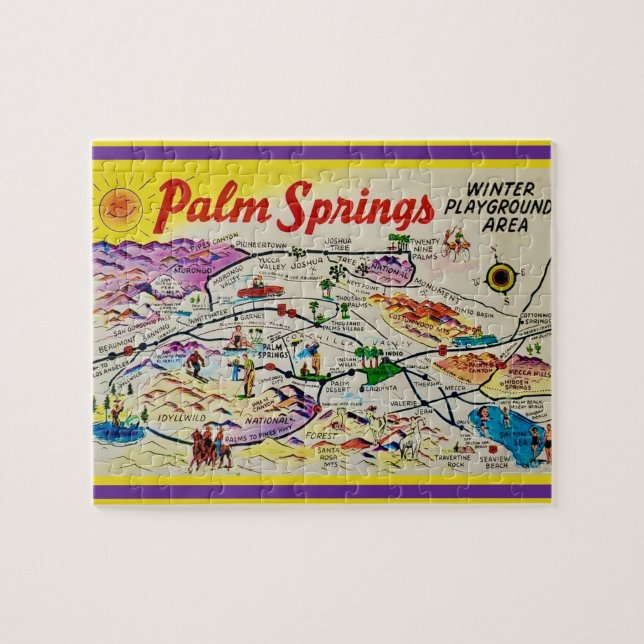 Palm Springs California 8x10 Map Puzzle (Horizontal)