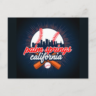 Palm Springs California Baseball City Skyline Postcard