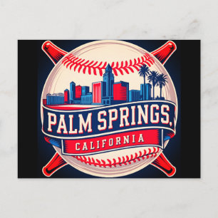 Palm Springs California Baseball City Skyline Postcard