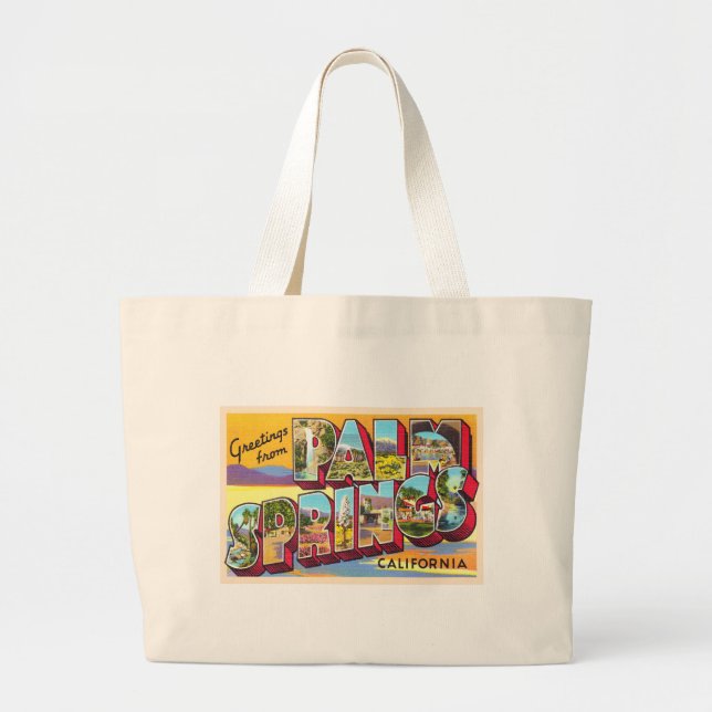 Palm Springs California CA Large Letter Postcard Large Tote Bag (Front)