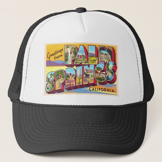 Palm Springs California CA Large Letter Postcard Trucker Hat (Front)