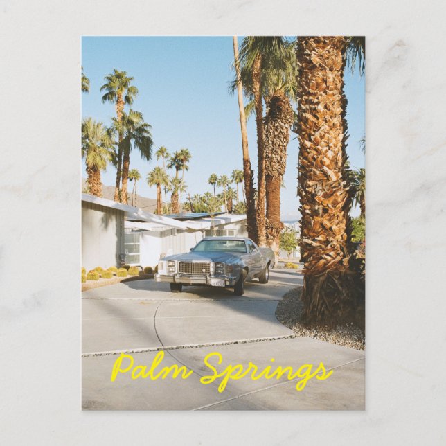 Palm Springs California Classic Car and Palm Trees Postcard (Front)