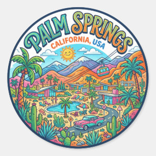 Palm Springs California Classic Round Sticker