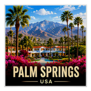 Palm Springs California Desert Midcentury Travel Poster
