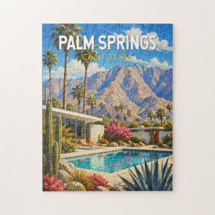 Palm Springs California Illustration Travel Art Jigsaw Puzzle