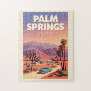 Palm Springs California Illustration Travel Art Jigsaw Puzzle