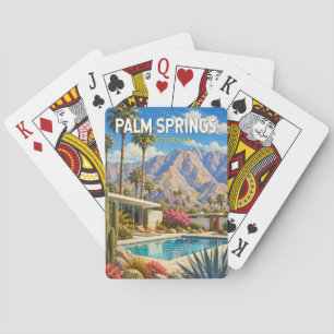 Palm Springs California Illustration Travel Art Playing Cards
