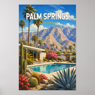 Palm Springs California Illustration Travel Art Poster