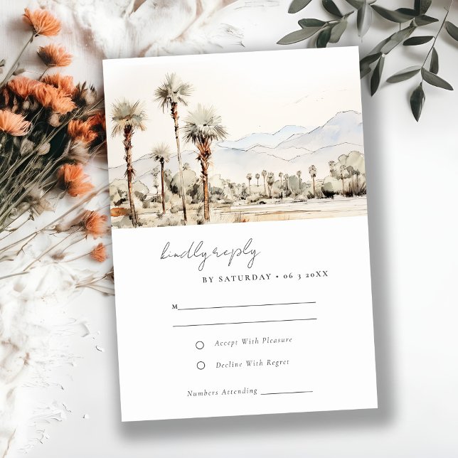 Palm Springs California Landscape Wedding RSVP Card (Creator Uploaded)