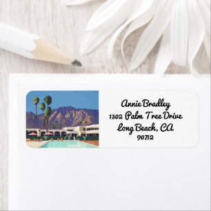 Palm Springs California Pool Hotel Trees Address Return Address Label