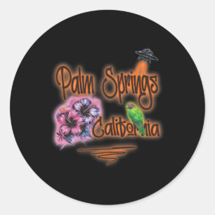 Palm Springs California Retro Surfer Vintage Airbr Classic Round Sticker