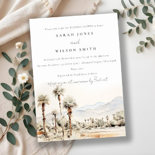 Palm Springs California Watercolor Wedding Shower Invitation