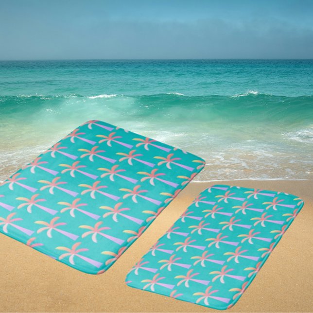  Palm Springs Caribbean Blue Tropical Palm Tree Bath Mat (Colorful palm tree bath mats in 3 sizes)