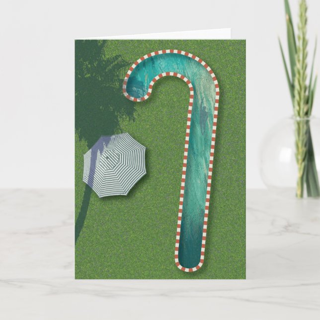 Palm Springs Christmas Candy Can Lap Pool Holiday Card (Front)