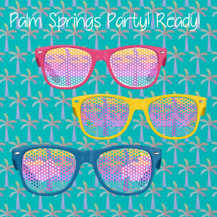  Palm Springs Colourful Palm Trees Black Backgroun Kids Sunglasses