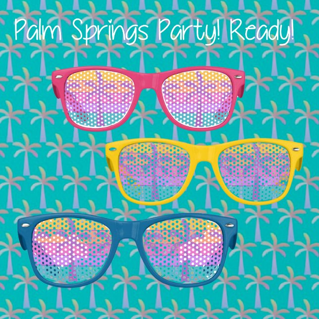  Palm Springs Colourful Palm Trees Black Backgroun Kids Sunglasses (It's a Palm Springs PARTY!)