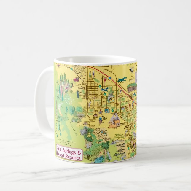  Palm Springs - Desert Resorts Map Mug (Front Left)