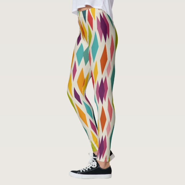 Palm Springs Diamonds Midcentury Modern Pattern Leggings (Left)