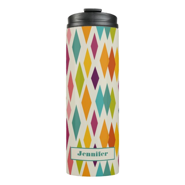 Palm Springs Diamonds Midcentury Modern Pattern Thermal Tumbler (Front)
