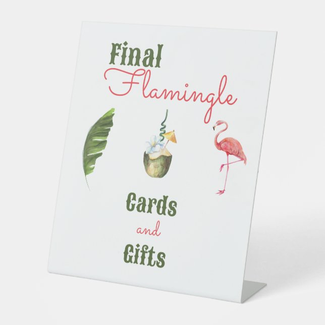 Palm Springs Last Flamingle Bachelorette Party Pedestal Sign (Front)