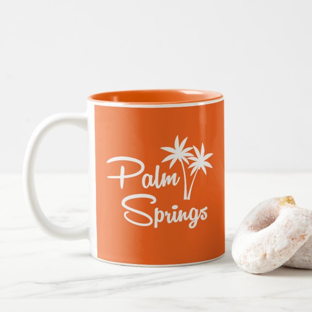 Palm Springs Mid Century Modern Mug Orange White (With Donut)