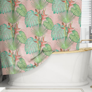 Palm Springs Mid Century Modern Tropical Foliage Shower Curtain