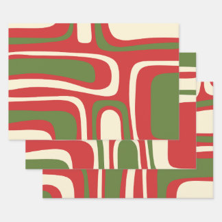 Palm Springs Midcentury Modern Retro Abstract Xmas Wrapping Paper Sheet