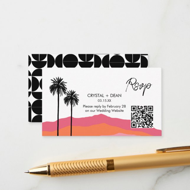 Palm Springs Modern Rsvp Enclosure Card (Front/Back In Situ)