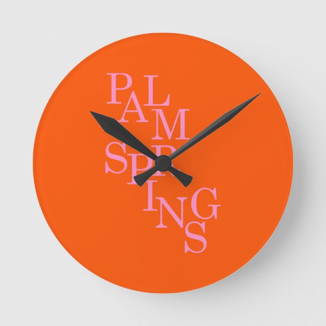 Palm Springs Orange And Pink Round Clock (Front)