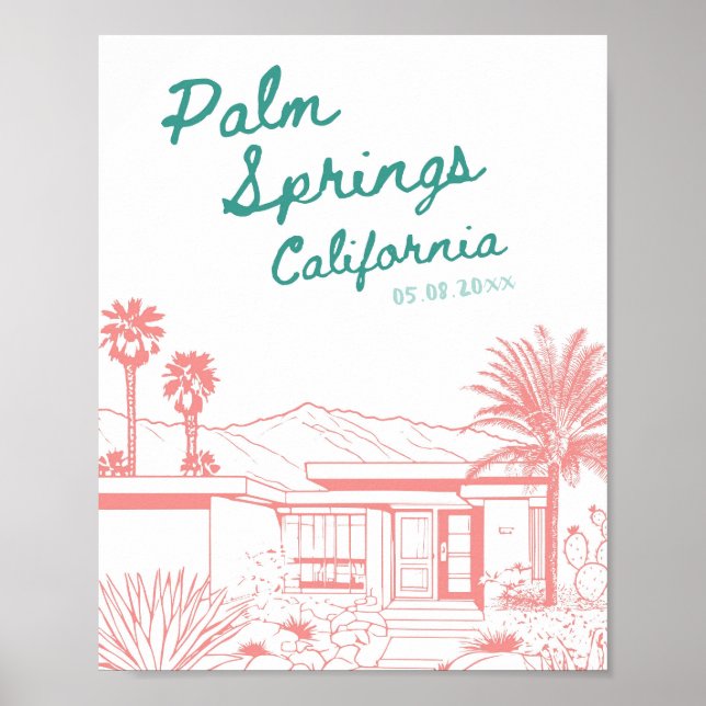 Palm Springs Personalised Wedding Date Poster (Front)
