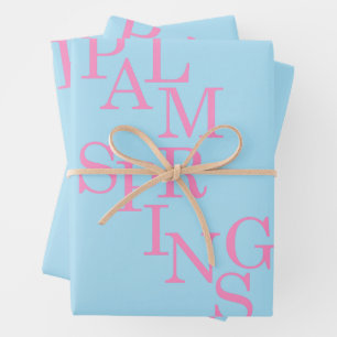 Palm Springs Pink And Blue Wrapping Paper Sheet
