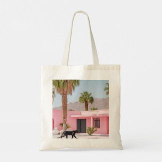 Palm Springs Pink House Tote Bag | Retro Desert