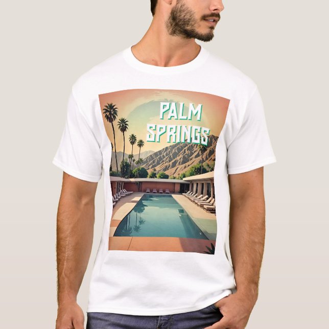 "Palm Springs Pool T-Shirt – Palm Tree Vibes" (Front)