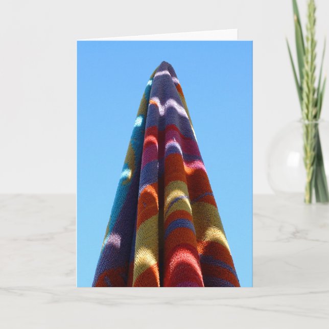 Palm Springs Pool Towel Christmas Tree Holiday Card (Front)