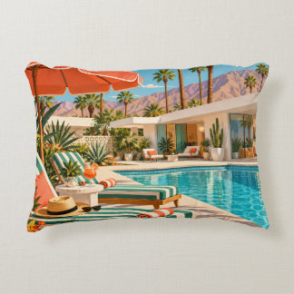 Palm Springs Poolside Retro Mid Century Modern Art Decorative Cushion